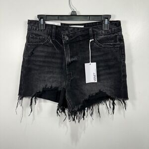 VERVET Jean Shorts Women's Medium Black High Rise Crossover Boyfriend NWT‎